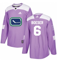 Men's Adidas Vancouver Canucks #6 Brock Boeser Authentic Purple Fights Cancer Practice NHL Jersey