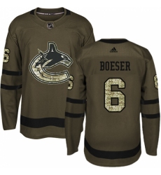 Men's Adidas Vancouver Canucks #6 Brock Boeser Premier Green Salute to Service NHL Jersey