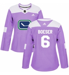 Women's Adidas Vancouver Canucks #6 Brock Boeser Authentic Purple Fights Cancer Practice NHL Jersey