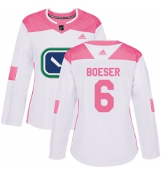 Women's Adidas Vancouver Canucks #6 Brock Boeser Authentic White/Pink Fashion NHL Jersey