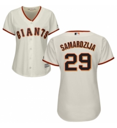 Women's Majestic San Francisco Giants #29 Jeff Samardzija Authentic Cream Home Cool Base MLB Jersey