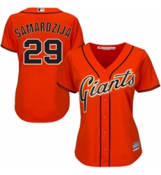 Women's Majestic San Francisco Giants #29 Jeff Samardzija Replica Orange Alternate Cool Base MLB Jersey
