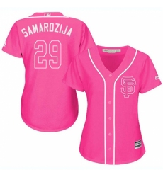 Women's Majestic San Francisco Giants #29 Jeff Samardzija Replica Pink Fashion Cool Base MLB Jersey