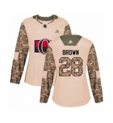 Women's Ottawa Senators #28 Connor Brown Authentic Camo Veterans Day Practice Hockey Jersey