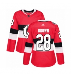 Women's Ottawa Senators #28 Connor Brown Authentic Red 2017 100 Classic Hockey Jersey