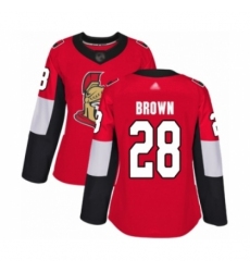 Women's Ottawa Senators #28 Connor Brown Authentic Red Home Hockey Jersey