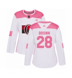 Women's Ottawa Senators #28 Connor Brown Authentic White Pink Fashion Hockey Jersey