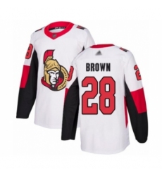 Youth Ottawa Senators #28 Connor Brown Authentic White Away Hockey Jersey