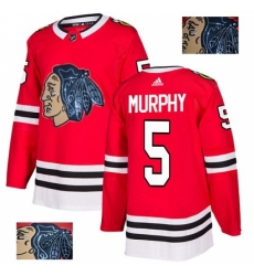 Men's Adidas Chicago Blackhawks #5 Connor Murphy Authentic Red Fashion Gold NHL Jersey