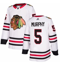 Men's Adidas Chicago Blackhawks #5 Connor Murphy Authentic White Away NHL Jersey