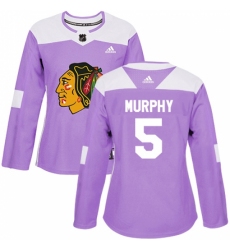 Women's Adidas Chicago Blackhawks #5 Connor Murphy Authentic Purple Fights Cancer Practice NHL Jersey