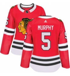 Women's Adidas Chicago Blackhawks #5 Connor Murphy Authentic Red Home NHL Jersey