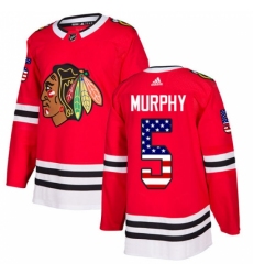 Youth Adidas Chicago Blackhawks #5 Connor Murphy Authentic Red USA Flag Fashion NHL Jersey