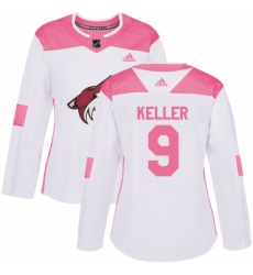 Women's Adidas Arizona Coyotes #9 Clayton Keller Authentic White/Pink Fashion NHL Jersey