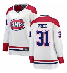 Women's Montreal Canadiens #31 Carey Price Authentic White Away Fanatics Branded Breakaway NHL Jersey