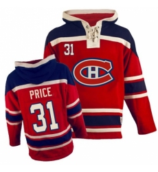 Youth Old Time Hockey Montreal Canadiens #31 Carey Price Authentic Red Sawyer Hooded Sweatshirt NHL Jersey