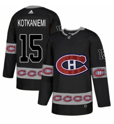 Men's Adidas Montreal Canadiens #15 Jesperi Kotkaniemi Authentic Black Team Logo Fashion NHL Jersey