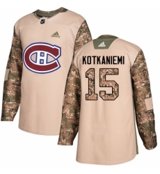 Men's Adidas Montreal Canadiens #15 Jesperi Kotkaniemi Authentic Camo Veterans Day Practice NHL Jersey