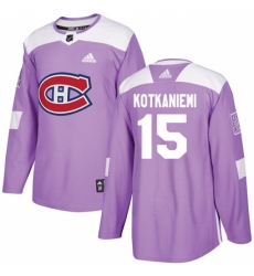 Men's Adidas Montreal Canadiens #15 Jesperi Kotkaniemi Authentic Purple Fights Cancer Practice NHL Jersey