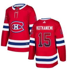 Men's Adidas Montreal Canadiens #15 Jesperi Kotkaniemi Authentic Red Drift Fashion NHL Jersey