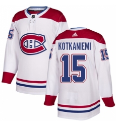 Men's Adidas Montreal Canadiens #15 Jesperi Kotkaniemi Authentic White Away NHL Jersey