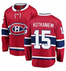 Men's Montreal Canadiens #15 Jesperi Kotkaniemi Authentic Red Home Fanatics Branded Breakaway NHL Jersey