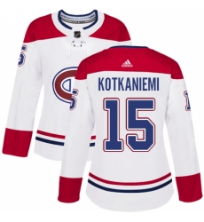 Women's Adidas Montreal Canadiens #15 Jesperi Kotkaniemi Authentic White Away NHL Jersey