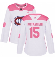 Women's Adidas Montreal Canadiens #15 Jesperi Kotkaniemi Authentic White Pink Fashion NHL Jersey