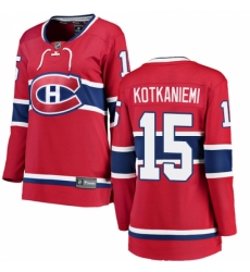 Women's Montreal Canadiens #15 Jesperi Kotkaniemi Authentic Red Home Fanatics Branded Breakaway NHL Jersey