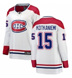 Women's Montreal Canadiens #15 Jesperi Kotkaniemi Authentic White Away Fanatics Branded Breakaway NHL Jersey