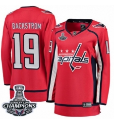 Women's Washington Capitals #19 Nicklas Backstrom Fanatics Branded Red Home Breakaway 2018 Stanley Cup Final Champions NHL Jersey