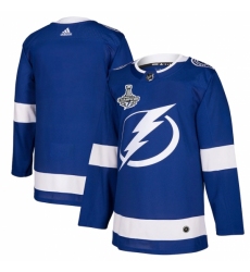 Men's Tampa Bay Lightning adidas Blue Blank 2020 Stanley Cup Champions Authentic Patch Jersey