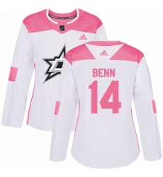 Women's Adidas Dallas Stars #14 Jamie Benn Authentic White/Pink Fashion NHL Jersey