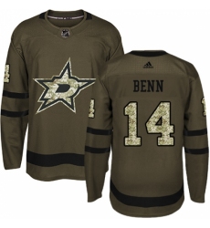 Youth Adidas Dallas Stars #14 Jamie Benn Premier Green Salute to Service NHL Jersey