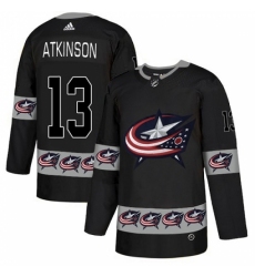 Men's Adidas Columbus Blue Jackets #13 Cam Atkinson Authentic Black Team Logo Fashion NHL Jersey