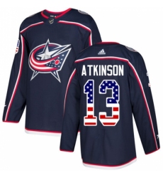 Men's Adidas Columbus Blue Jackets #13 Cam Atkinson Authentic Navy Blue USA Flag Fashion NHL Jersey