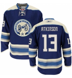 Men's Reebok Columbus Blue Jackets #13 Cam Atkinson Authentic Navy Blue Third NHL Jersey