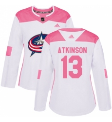 Women's Adidas Columbus Blue Jackets #13 Cam Atkinson Authentic White/Pink Fashion NHL Jersey