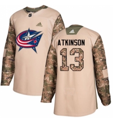 Youth Adidas Columbus Blue Jackets #13 Cam Atkinson Authentic Camo Veterans Day Practice NHL Jersey