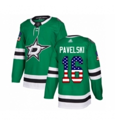 Men's Dallas Stars #16 Joe Pavelski Authentic Green USA Flag Fashion Hockey Jersey