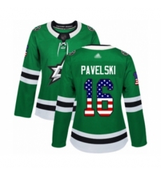 Women's Dallas Stars #16 Joe Pavelski Authentic Green USA Flag Fashion Hockey Jersey