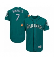 Men's Seattle Mariners #7 Marco Gonzales Teal Green Alternate Flex Base Authentic Collection Baseball Player Jersey