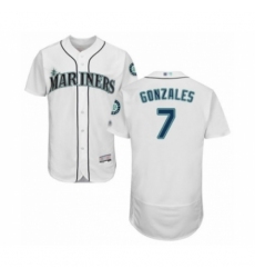 Men's Seattle Mariners #7 Marco Gonzales White Home Flex Base Authentic Collection Baseball Player Jersey