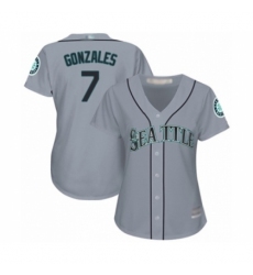 Women's Seattle Mariners #7 Marco Gonzales Authentic Grey Road Cool Base Baseball Player Jersey