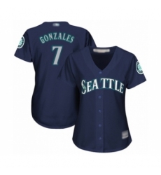 Women's Seattle Mariners #7 Marco Gonzales Authentic Navy Blue Alternate 2 Cool Base Baseball Player Jersey