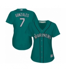 Women's Seattle Mariners #7 Marco Gonzales Authentic Teal Green Alternate Cool Base Baseball Player Jersey
