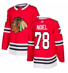 Men's Adidas Chicago Blackhawks #78 Nathan Noel Authentic Red Home NHL Jersey