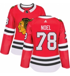 Women's Adidas Chicago Blackhawks #78 Nathan Noel Authentic Red Home NHL Jersey