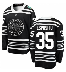 Youth Chicago Blackhawks #35 Tony Esposito Black 2019 Winter Classic Fanatics Branded Breakaway NHL Jersey