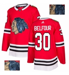 Men's Adidas Chicago Blackhawks #30 ED Belfour Authentic Red Fashion Gold NHL Jersey